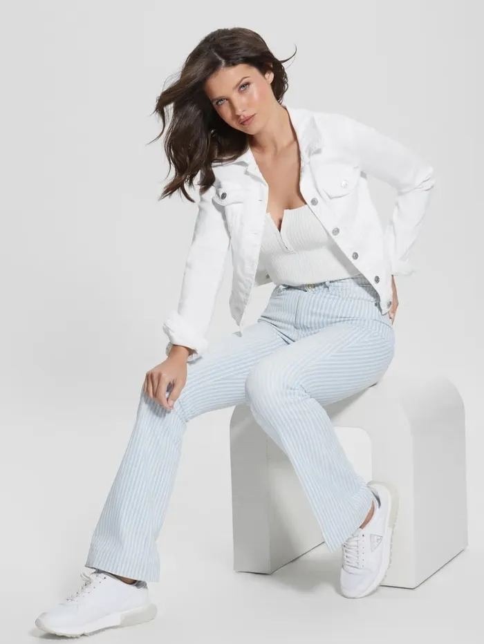 Women White Denim Sexy Trucker Jacket Optic White Jeans and Denim GUESS Women White Denim Sexy Trucker Jacket Optic White Jeans and Denim GUESS
