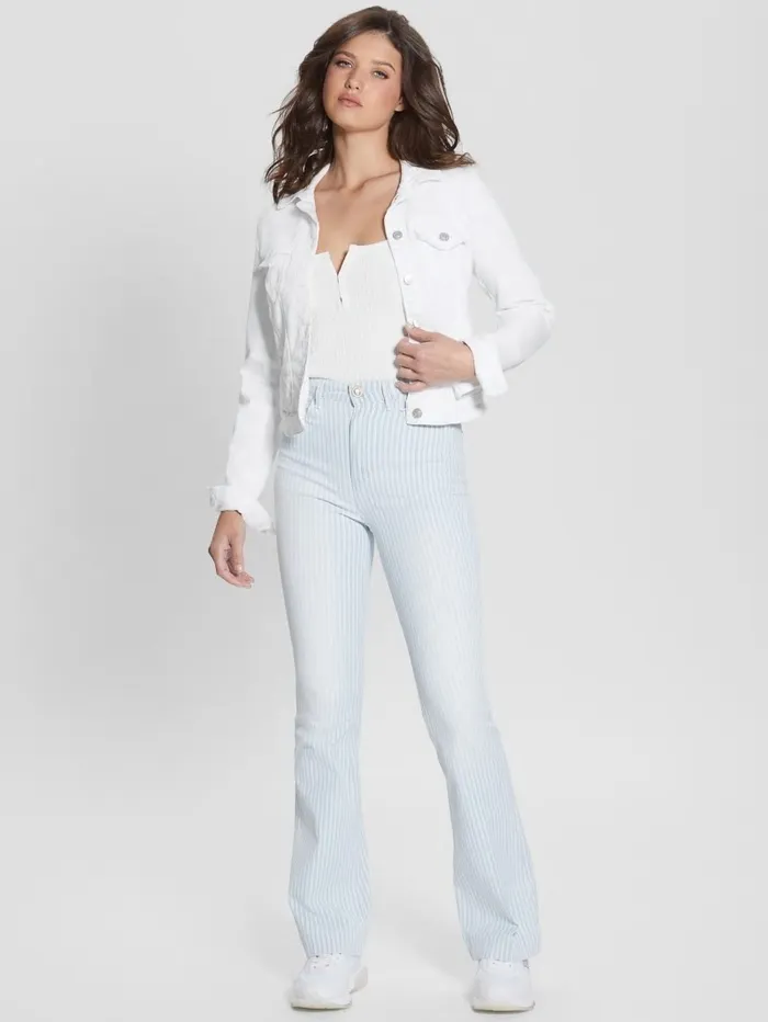 Women White Denim Sexy Trucker Jacket Optic White Jeans and Denim GUESS Women White Denim Sexy Trucker Jacket Optic White Jeans and Denim GUESS