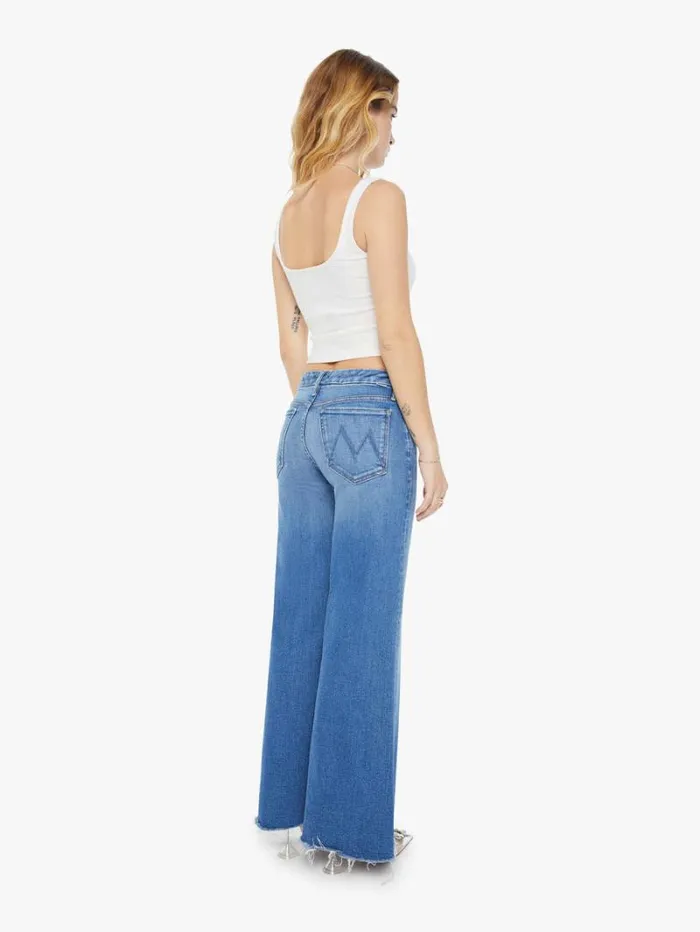 Women Wide Leg Mother Denim Petites The Lil039 Roller Fray Wash Work Hard Play Hard
