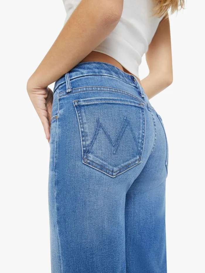Women Wide Leg Mother Denim Petites The Lil039 Roller Fray Wash Work Hard Play Hard