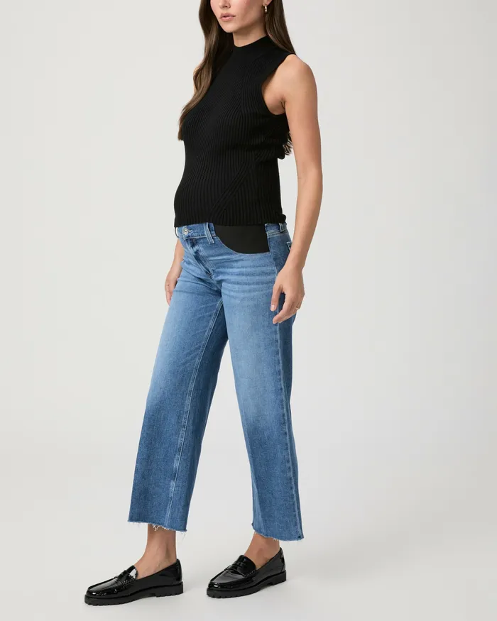 Women Wide Leg PAIGE Anessa Maternity Wide Leg Jean 8211 Rock Show Distressed