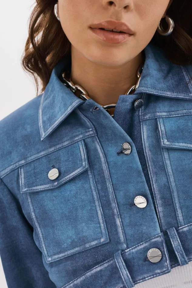 Women XANDY Cropped Leather Jacket Distressed Indigo LAMARQUE Leather Jackets Women XANDY Cropped Leather Jacket Distressed Indigo LAMARQUE Leather Jackets
