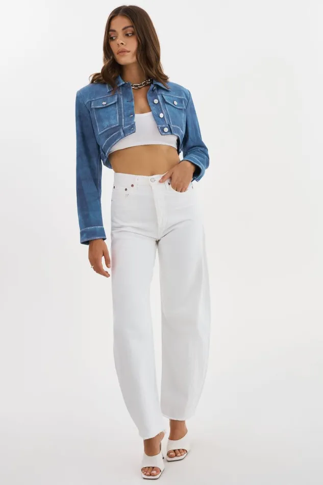 Women XANDY Cropped Leather Jacket Distressed Indigo LAMARQUE Leather Jackets Women XANDY Cropped Leather Jacket Distressed Indigo LAMARQUE Leather Jackets