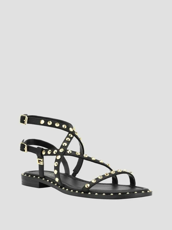 Women Yamara Studded Strappy Gladiator Sandals Black 001 Sandals GUESS