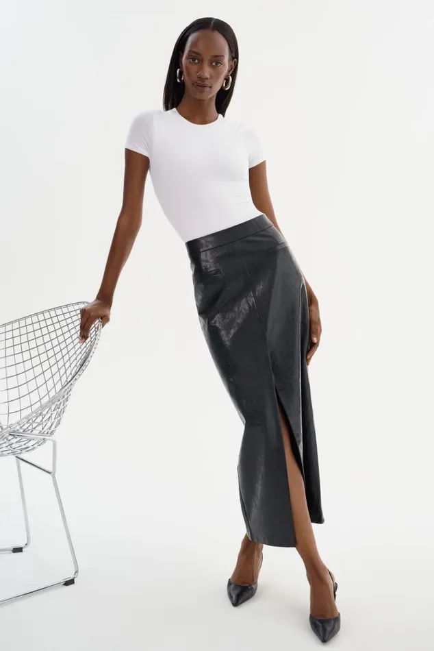 Women YVETTE Faux Leather Maxi Skirt Black LAMARQUE Skirts Women YVETTE Faux Leather Maxi Skirt Black LAMARQUE Skirts