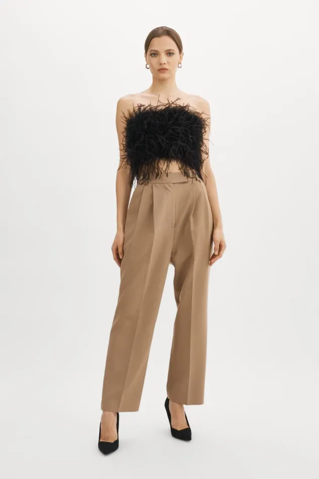 Women ZAINA Feather Bustier Black LAMARQUE Tops