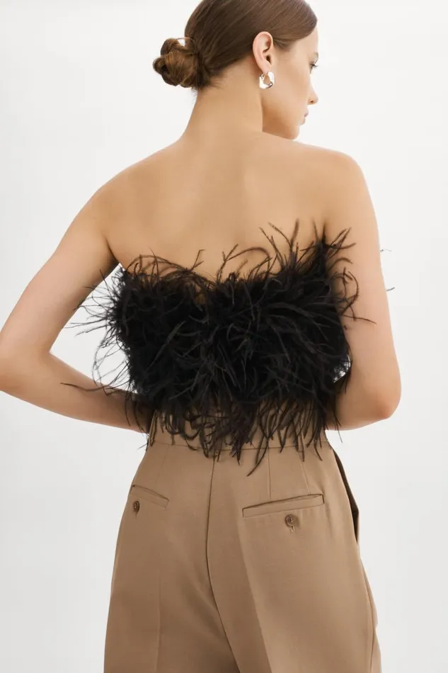 Women ZAINA Feather Bustier Black LAMARQUE Tops