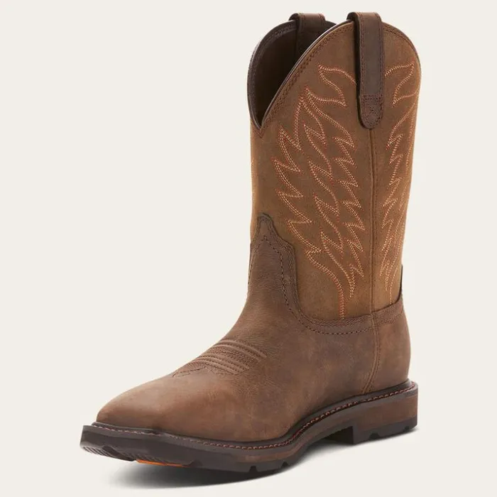 Work Boots Men Ariat Groundbreaker Wide Square Toe Waterproof Work Boot Dark Brown