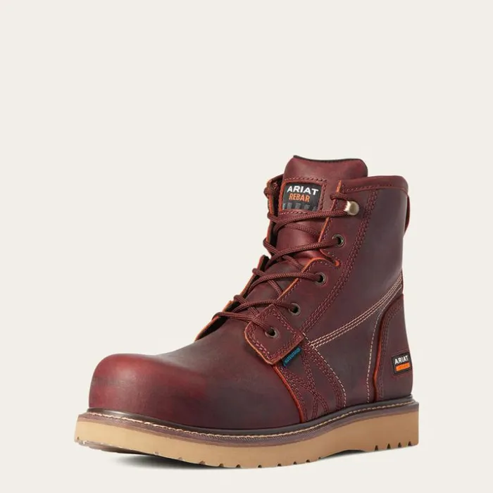 Work Boots Men Ariat Rebar Wedge 6034 Waterproof Composite Toe Work Boot Rusted Copper
