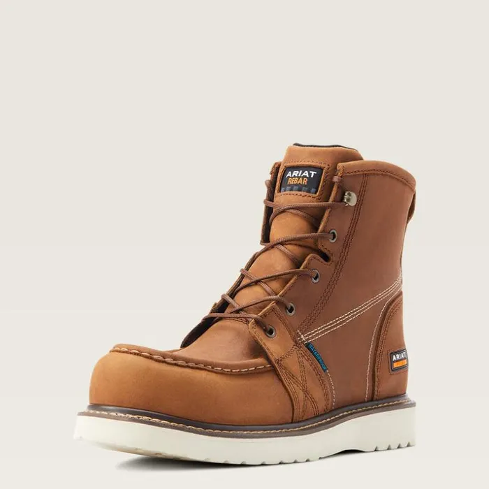 Work Boots Men Ariat Rebar Wedge Moc Toe 6034 Waterproof Composite Toe Work Boot Aged Honey