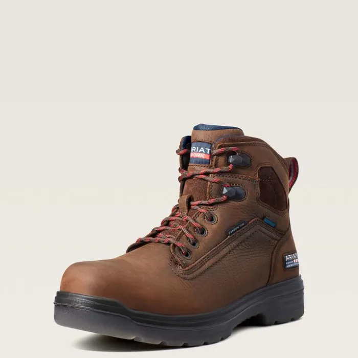 Work Boots Men Ariat Turbo 6034 USA Assembled Waterproof Carbon Toe Work Boot Rich Brown