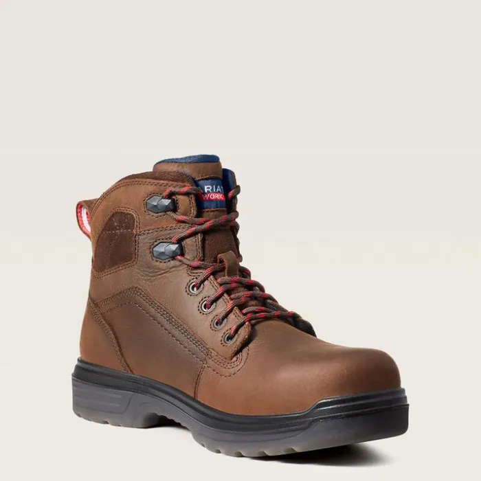 Work Boots Men Ariat Turbo 6034 USA Assembled Waterproof Carbon Toe Work Boot Rich Brown